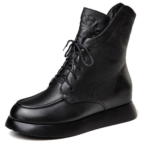 boots high-end cowhide lace-up women's autumn winter layer soft bottom plus velvet short women, Black
boots high-end cowhide lace-up women's autumn winter layer soft bottom plus velvet short women, Black