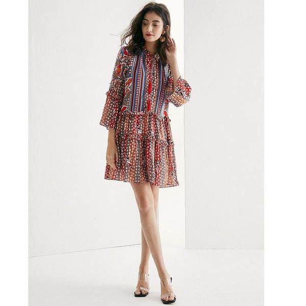 casual dresses women's silk dress one piece contrasting color tassels lace-up neckline a- line loose fashion, Black;gray 
casual dresses women's silk dress one piece contrasting color tassels lace-up neckline a- line loose fashion, Black;gray