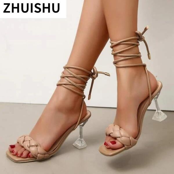 sandals 2021 summer fashion design weave women transparent high heels open toe horseshoe heel ankle strap, Black
sandals 2021 summer fashion design weave women transparent high heels open toe horseshoe heel ankle strap, Black