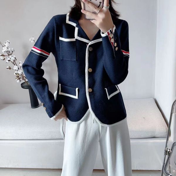 tb college style three bar contrast striped suit collar knitted cardigan women's autumn new hong kong style long sleeve sweater coat, White
tb college style three bar contrast striped suit collar knitted cardigan women's autumn new hong kong style long sleeve sweater coat, White