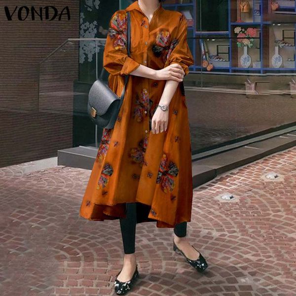 women's blouses & shirts asymmetrical shirt dress vonda 2021 kaftan vintage dresses spring sundress button maxi vestidos female la, White
women's blouses & shirts asymmetrical shirt dress vonda 2021 kaftan vintage dresses spring sundress button maxi vestidos female la, White