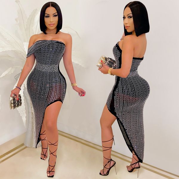 european plus size light luxuryx cross-border european and american evening dress rhinestone mesh wrapped chest irregular womens dress, White;black
european plus size light luxuryx cross-border european and american evening dress rhinestone mesh wrapped chest irregular womens dress, White;black