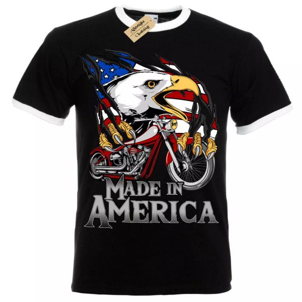 hecho en américa camiseta eua águila patriota motero unido estados hombre ringer, White;black
hecho en américa camiseta eua águila patriota motero unido estados hombre ringer, White;black