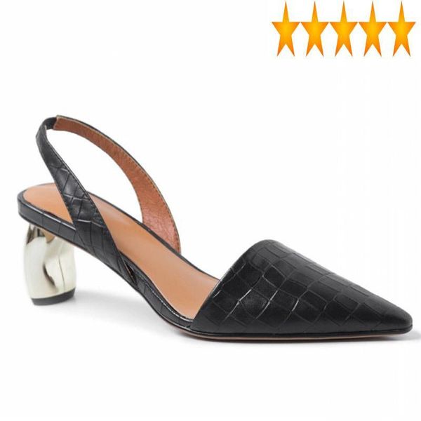 dress shoes heels leather high women genuine summer sandal crocodile pattern elegant slip-on pointed toe sandals ladies mules, Black
dress shoes heels leather high women genuine summer sandal crocodile pattern elegant slip-on pointed toe sandals ladies mules, Black