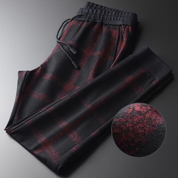 men's pants men luxury velvet yarn dyed plaid elastic waist thick male fashion slim fit casual sport man plus size, Black
men's pants men luxury velvet yarn dyed plaid elastic waist thick male fashion slim fit casual sport man plus size, Black