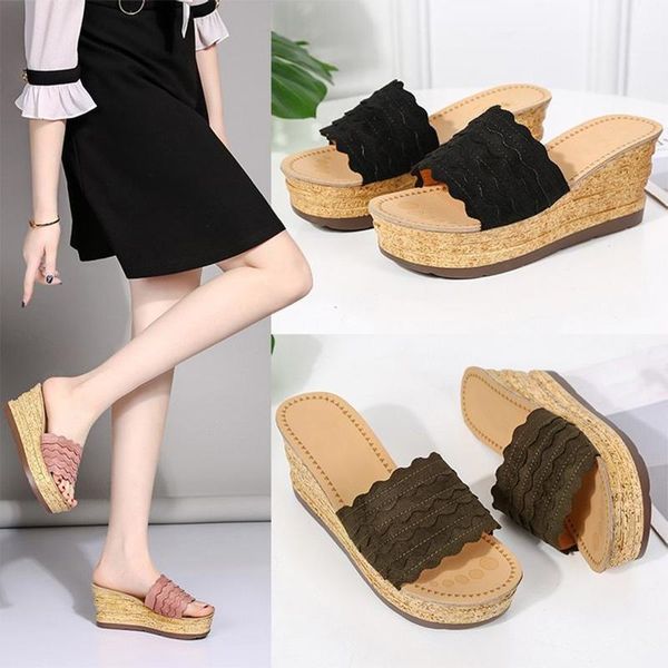 slippers women summer wedge flock flower woman open toe platform thick bottom slides female comfort casual sewing footwear, Black
slippers women summer wedge flock flower woman open toe platform thick bottom slides female comfort casual sewing footwear, Black