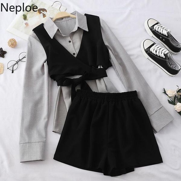 two piece dress neploe 2021 spring 3pcs sets women long sleeve blouse shirt + bandage bowknot vest leisure shorts fashion elegant suits 5723, White
two piece dress neploe 2021 spring 3pcs sets women long sleeve blouse shirt + bandage bowknot vest leisure shorts fashion elegant suits 5723, White