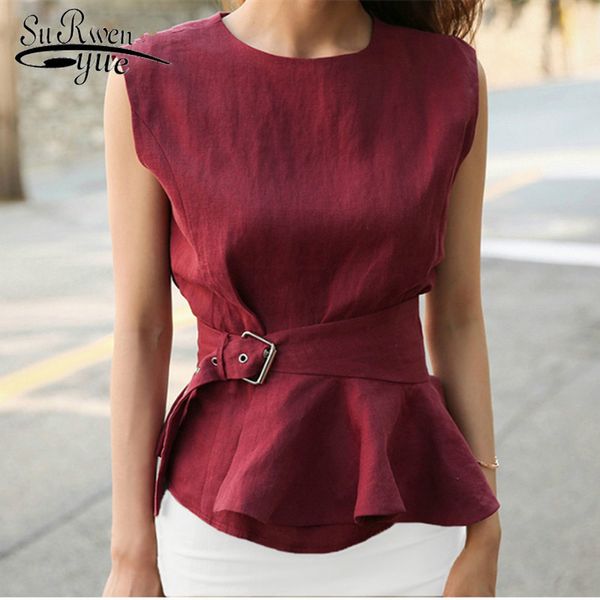elegant stylish red summer tank femme chemise women fashion shirts o-neck sleeveless belted peplum blouse 4144 50 210521, White
elegant stylish red summer tank femme chemise women fashion shirts o-neck sleeveless belted peplum blouse 4144 50 210521, White