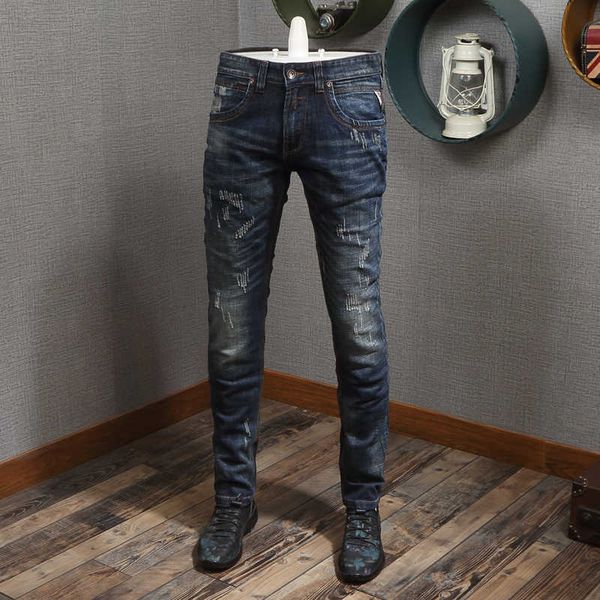 men's jeans italian style fashion retro black blue elastic slim fit ripped for vintage designer denim pants fac6
men's jeans italian style fashion retro black blue elastic slim fit ripped for vintage designer denim pants fac6