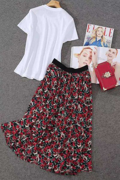 two piece dress ladies skirt summer fashion suits women rose flower embroidery & tees+sweet floral print mid-calf a-line skirt set c 717w, White
two piece dress ladies skirt summer fashion suits women rose flower embroidery & tees+sweet floral print mid-calf a-line skirt set c 717w, White
