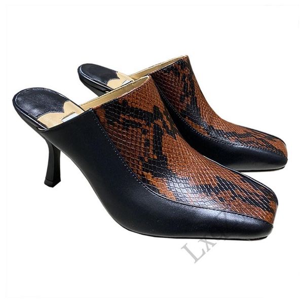 8.5cm thin high heels slippers for women mixed color square toe outside slides full genuine leather pumps ladies luxury design, Black
8.5cm thin high heels slippers for women mixed color square toe outside slides full genuine leather pumps ladies luxury design, Black