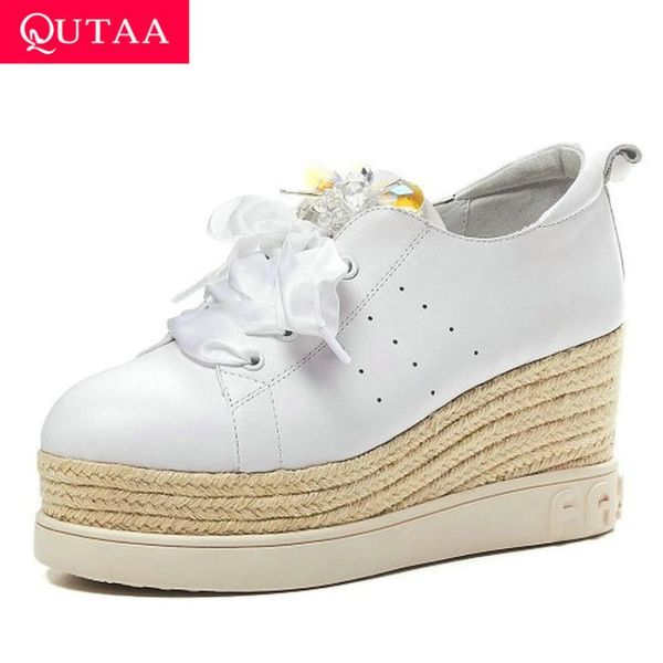 dress shoes qutaa 2021 crystal flower round toe fashion platform women straw wedge high heel cow leather lace up pumps size34-39, Black
dress shoes qutaa 2021 crystal flower round toe fashion platform women straw wedge high heel cow leather lace up pumps size34-39, Black