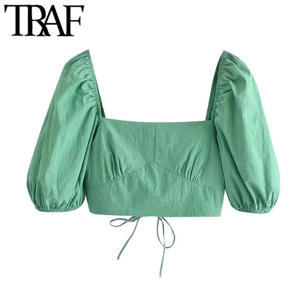 traf women fashion with elastic trims cropped blouses vintage short sleeve back cross straps female shirts chic 210415, White
traf women fashion with elastic trims cropped blouses vintage short sleeve back cross straps female shirts chic 210415, White