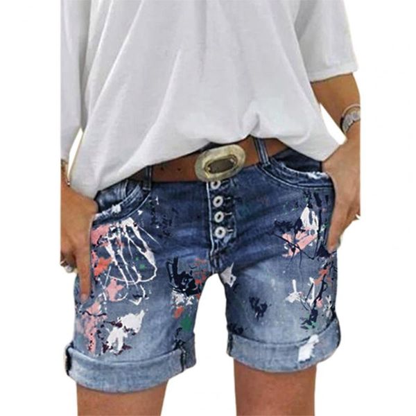 women's shorts mid rise denim folded hem all-matched print multi-breasted women short jeans pants, White;black
women's shorts mid rise denim folded hem all-matched print multi-breasted women short jeans pants, White;black