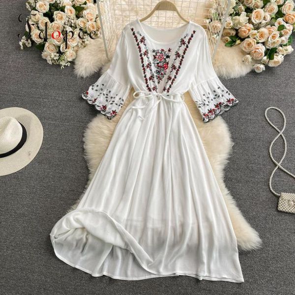 casual dresses elegant dress summer holiday embroidery round neck three quarter trumpet sleeve collect waist comfort women vestidos, Black;gray
casual dresses elegant dress summer holiday embroidery round neck three quarter trumpet sleeve collect waist comfort women vestidos, Black;gray