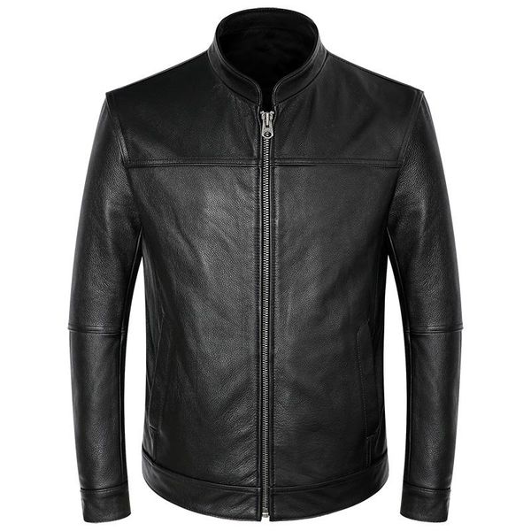 men's leather & faux real mens jacket genuine motorcycle cowhide coat black classic stand collar casual high quality
men's leather & faux real mens jacket genuine motorcycle cowhide coat black classic stand collar casual high quality