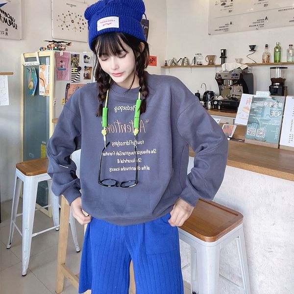 4105 2021 winter korean new sweater plush women's letter embroidery loose trend top, Black
4105 2021 winter korean new sweater plush women's letter embroidery loose trend top, Black