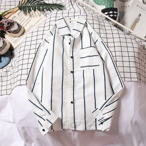 men's casual shirts korean stripe oxford spinning loose shirt punk long sleeve casual couple tb white shirt wo fashion, White;black
men's casual shirts korean stripe oxford spinning loose shirt punk long sleeve casual couple tb white shirt wo fashion, White;black