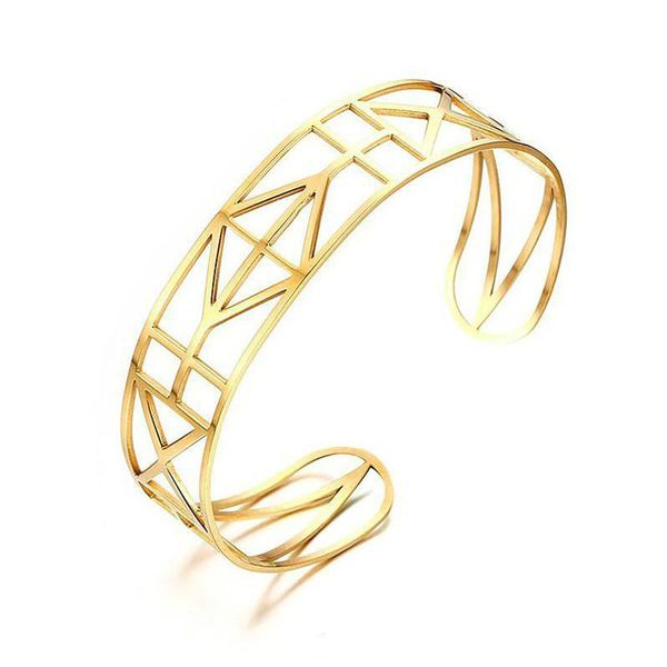 link, chain gold-color geometric hollow bangle for women stainless steel open bracelet fashion jewelry, Black
link, chain gold-color geometric hollow bangle for women stainless steel open bracelet fashion jewelry, Black