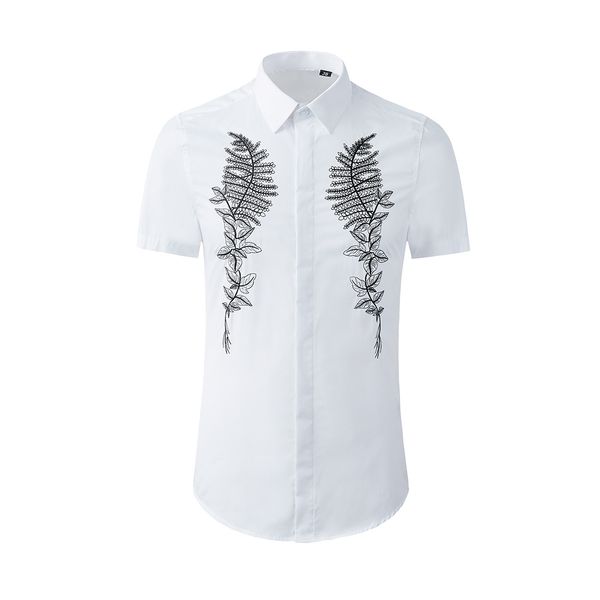 business shirt deluxe and element branch precision embroidery men's daily work fashion casual versatile summer wear, White;black
business shirt deluxe and element branch precision embroidery men's daily work fashion casual versatile summer wear, White;black