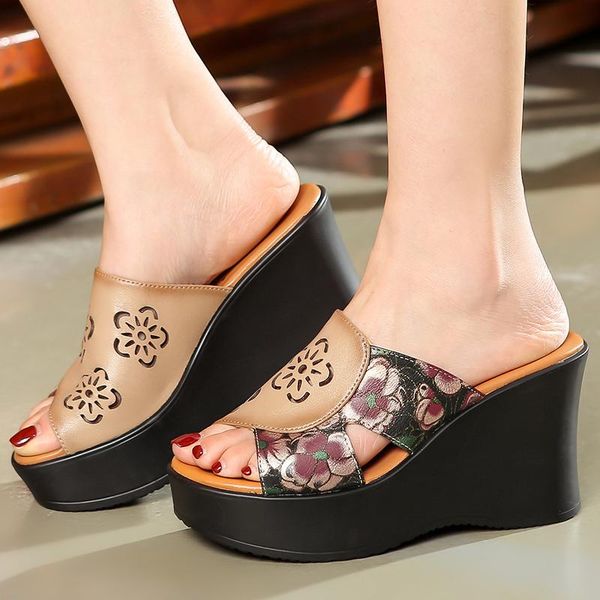 women slippers leather shoes red high heels wedge handmade genuine beach embroidery fish mouth, Black
women slippers leather shoes red high heels wedge handmade genuine beach embroidery fish mouth, Black