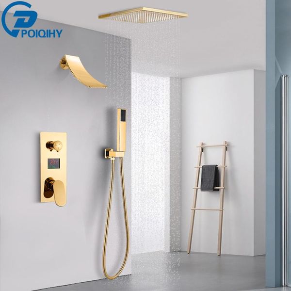 golden bath shower set waterfall rain faucet concealed digital temperature display bathtub mixers tap bathroom sets
golden bath shower set waterfall rain faucet concealed digital temperature display bathtub mixers tap bathroom sets