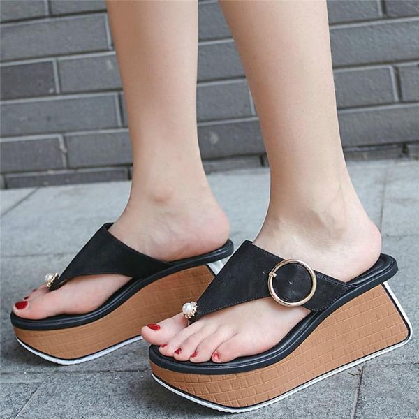 women genuine leather platform wedge high heel roman gladiator thong sandals female open toe party flip flops slip on pumps, Black
women genuine leather platform wedge high heel roman gladiator thong sandals female open toe party flip flops slip on pumps, Black