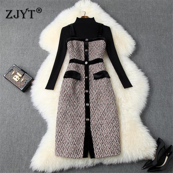 designers fall winter clothes female casual vestido women long sleeve pullovers knit tweed woolen dress 2piece sets dresses, Black;gray
designers fall winter clothes female casual vestido women long sleeve pullovers knit tweed woolen dress 2piece sets dresses, Black;gray