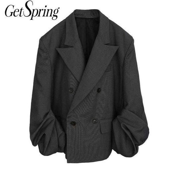 getspring women blazer lantern sleeve vintage oversized blazers and jackets fashion gray long double breasted suit coats 210601, White;black
getspring women blazer lantern sleeve vintage oversized blazers and jackets fashion gray long double breasted suit coats 210601, White;black