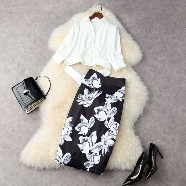 two piece dress european and american women's clothing summer a shirt with three-quarter sleeves floral print skirt fashion suits q62b, White
two piece dress european and american women's clothing summer a shirt with three-quarter sleeves floral print skirt fashion suits q62b, White