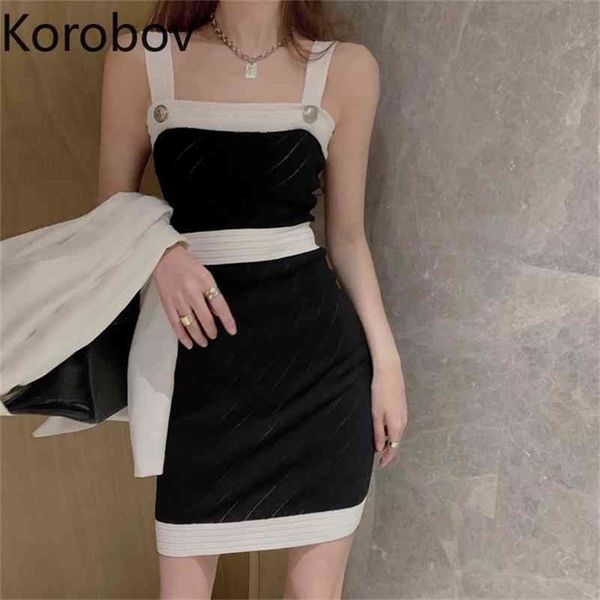 korobov women knitted dress new fashion vintage hit color patchwork female dresses spaghetti strap vestidos femme 210430, Black;gray
korobov women knitted dress new fashion vintage hit color patchwork female dresses spaghetti strap vestidos femme 210430, Black;gray
