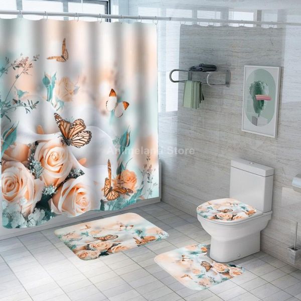 shower curtains butterfly rose curtain with non slip rug mat bathroom waterproof polyester hooks fashion
shower curtains butterfly rose curtain with non slip rug mat bathroom waterproof polyester hooks fashion