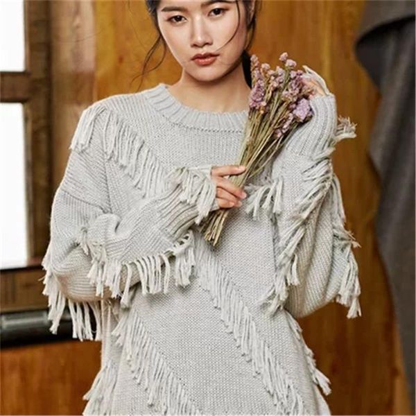 100% hand made pure wool oneck knit women fashion tassel solid loose pullover sweater white 4color customized women's sweaters, White;black
100% hand made pure wool oneck knit women fashion tassel solid loose pullover sweater white 4color customized women's sweaters, White;black