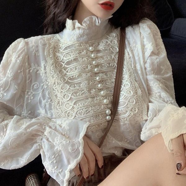 women's blouses & shirts blouse women shirt vintage lace flare sleeves ladies spring autumn bl2021017, White
women's blouses & shirts blouse women shirt vintage lace flare sleeves ladies spring autumn bl2021017, White
