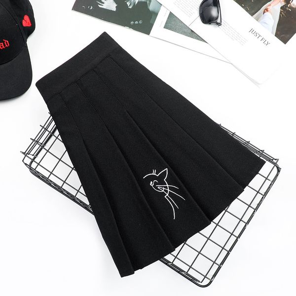 skirt cute cat embroidered pleated style women's high waist overskirt black a- line kawaii
skirt cute cat embroidered pleated style women's high waist overskirt black a- line kawaii