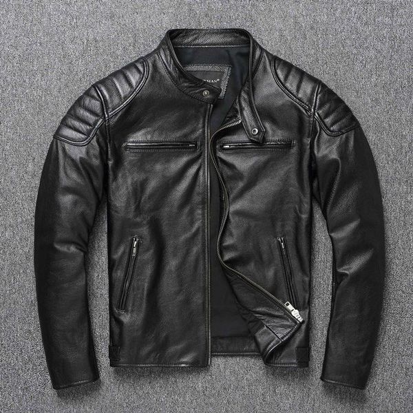 men's leather & faux 2021 layer 100% cowhide clothes stand collar motorcycle youth autumn and winter large size jacket, Black
men's leather & faux 2021 layer 100% cowhide clothes stand collar motorcycle youth autumn and winter large size jacket, Black