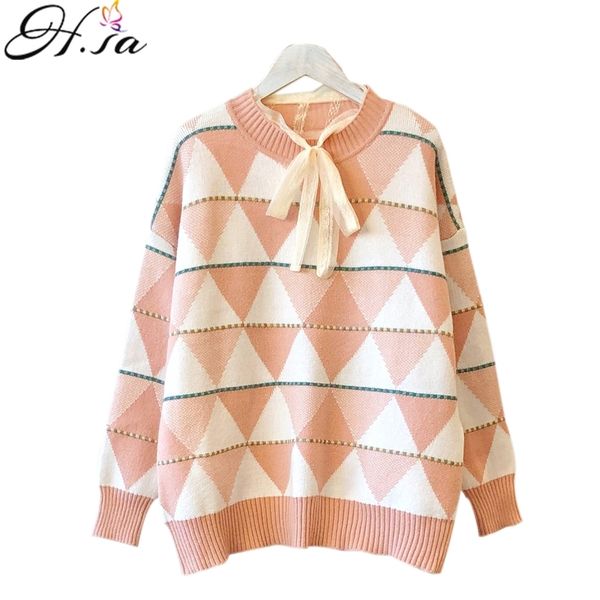 h.sa pink sweater jumpers oneck argyle green knitwear loose pullovers winter clothes women thick robe pull 210417, White;black
h.sa pink sweater jumpers oneck argyle green knitwear loose pullovers winter clothes women thick robe pull 210417, White;black