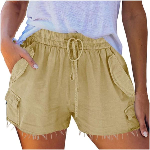 women's shorts 2021 solid color tassel pockets summer fashion casual ladies high waist elastic comfy drawstring, White;black
women's shorts 2021 solid color tassel pockets summer fashion casual ladies high waist elastic comfy drawstring, White;black