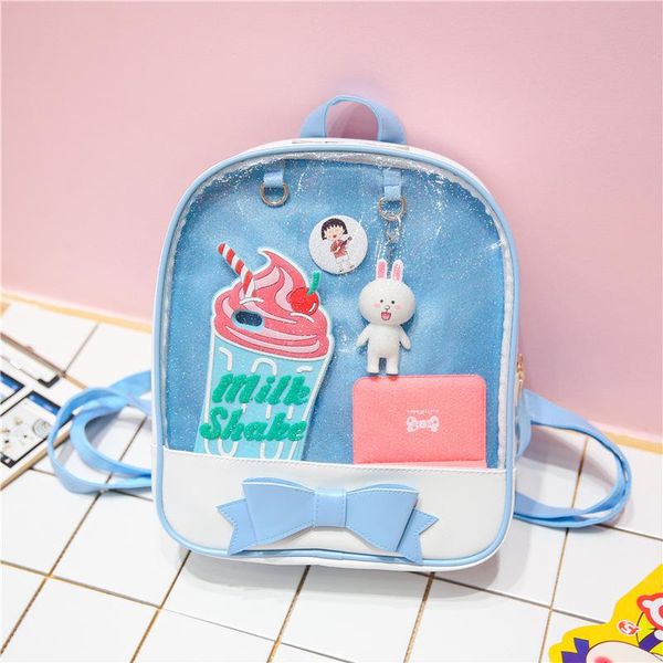 school bags korean style women's backpack fashion princess bow bag simple personalized transparent girl bg012