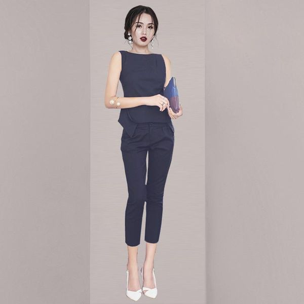 women's two piece pants high-end ol occupation women set korean style slim irregular vest + casual seven points female business 2-piece, White
women's two piece pants high-end ol occupation women set korean style slim irregular vest + casual seven points female business 2-piece, White