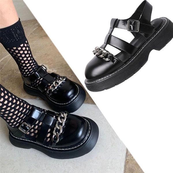 sandals eoeodoit leather rome med heel platform metal chain shoes summer women pumps, Black
sandals eoeodoit leather rome med heel platform metal chain shoes summer women pumps, Black