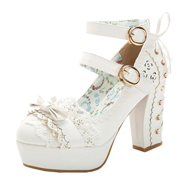 dress shoes white heels women lolita pink round head sweet princess mary jane platform lace bow double buckle high-heeled pumps, Black
dress shoes white heels women lolita pink round head sweet princess mary jane platform lace bow double buckle high-heeled pumps, Black