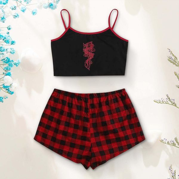fashion dragon pattern lingerie women sleepwear temptation underwear pajama set pyjamas mujer sleeveless cute cami and shorts, Black;red
fashion dragon pattern lingerie women sleepwear temptation underwear pajama set pyjamas mujer sleeveless cute cami and shorts, Black;red