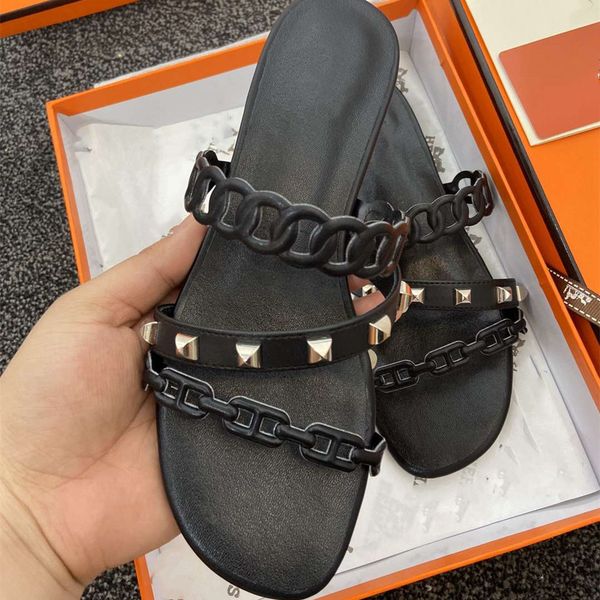 official website 70% off outlet summer flats shoes genuine leather slides luxury brand ers slippers women rivet design casual flip flop sale, Black
official website 70% off outlet summer flats shoes genuine leather slides luxury brand ers slippers women rivet design casual flip flop sale, Black