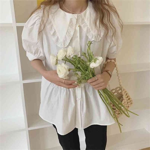 women summer blouse shirts peter pan collar checkered buttons puff sleeve plaid lady backwards bl9048 210427, White
women summer blouse shirts peter pan collar checkered buttons puff sleeve plaid lady backwards bl9048 210427, White