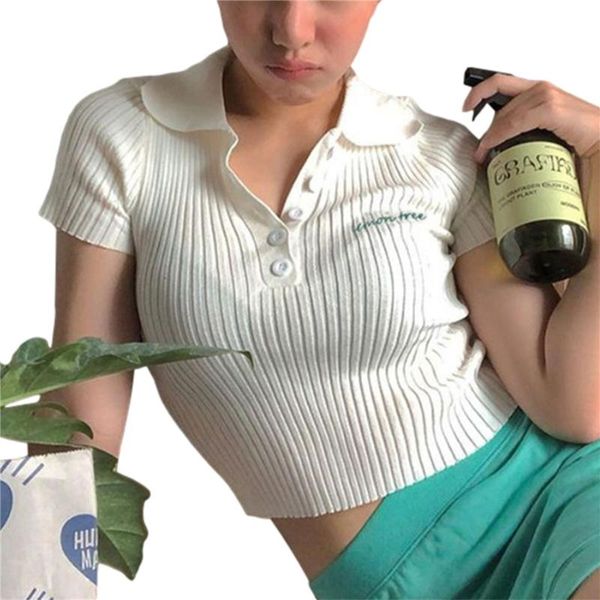 women's tanks & camis xingqing button lapel crop short sleeve letter embroidery rib knit t-shirts summer casual t-shirt, White
women's tanks & camis xingqing button lapel crop short sleeve letter embroidery rib knit t-shirts summer casual t-shirt, White