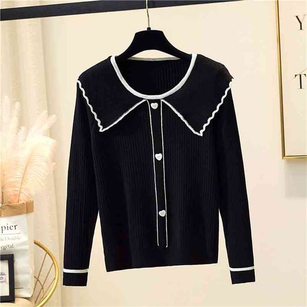 women's autumn and winter ruffle sweater woman contrast color sweet pullover white outer wear gx237 210507
women's autumn and winter ruffle sweater woman contrast color sweet pullover white outer wear gx237 210507