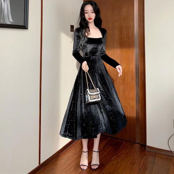 casual dresses a home autumn socialite vintage party led display chest long-sleeved velvet gown posed dress women cultivate morality, Black;gray
casual dresses a home autumn socialite vintage party led display chest long-sleeved velvet gown posed dress women cultivate morality, Black;gray