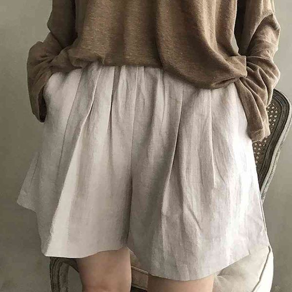 summer plus size solid color elastic waist shorts women casual wide leg pockets loose cotton linen streetwear 210603, White;black
summer plus size solid color elastic waist shorts women casual wide leg pockets loose cotton linen streetwear 210603, White;black