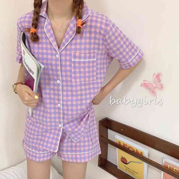women's sleepwear plaid home suit summer pajamas set women short sleeve turn down collar loose pijamas casual purple vwmg, Black;red
women's sleepwear plaid home suit summer pajamas set women short sleeve turn down collar loose pijamas casual purple vwmg, Black;red